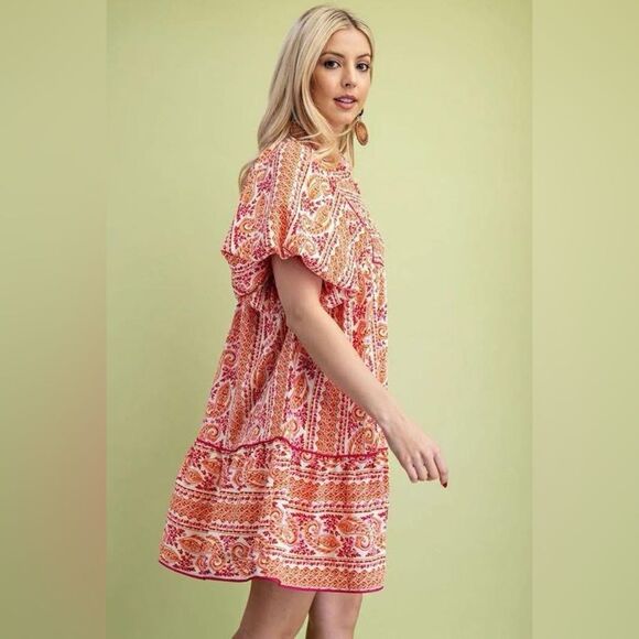 GiGiO Women's Paisley Multi Color Mini Swing Dress Size Small - Picture 2 of 9